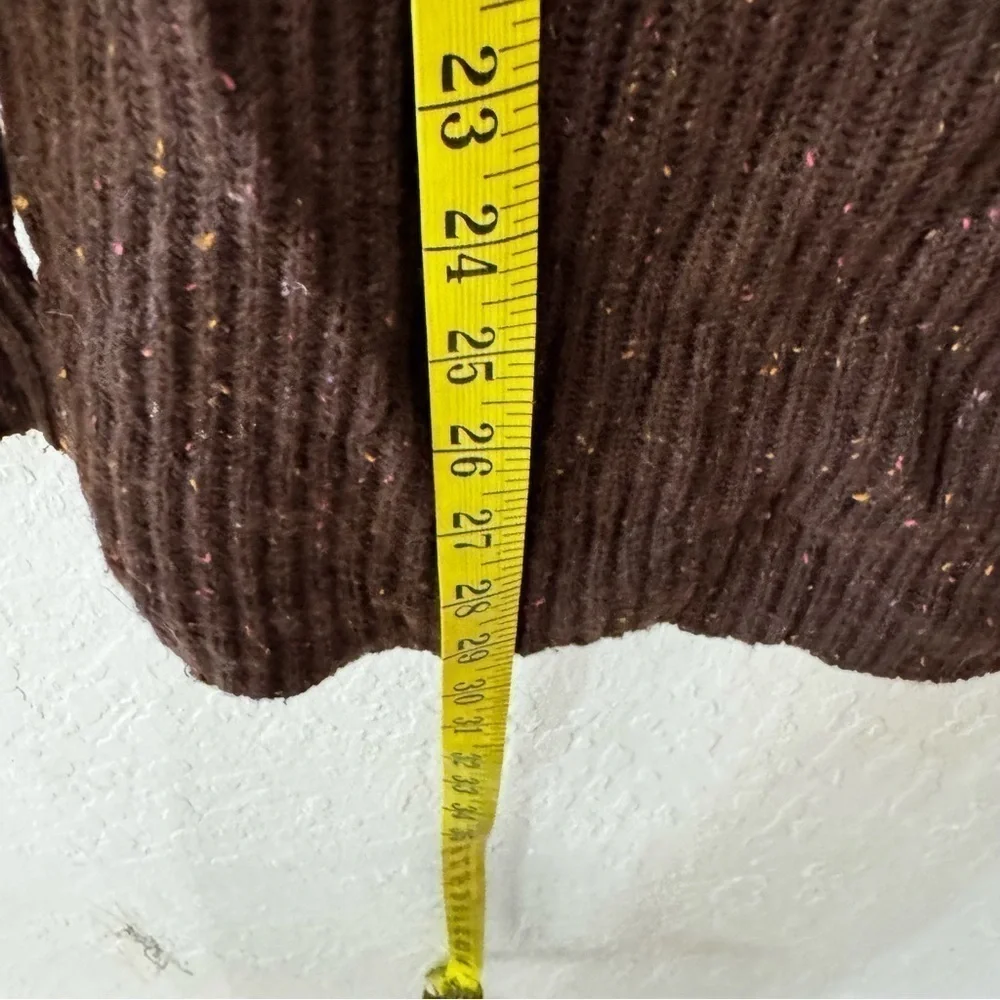 Trouvé Brown Speckle Wool Longline Cardigan Sweater Button Closure Collar Medium